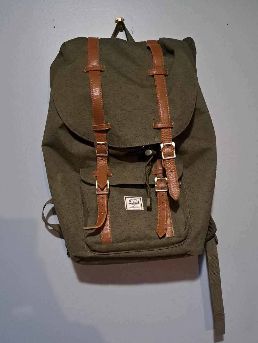 Herschel Heritage Backpack in Olive with Brown Straps